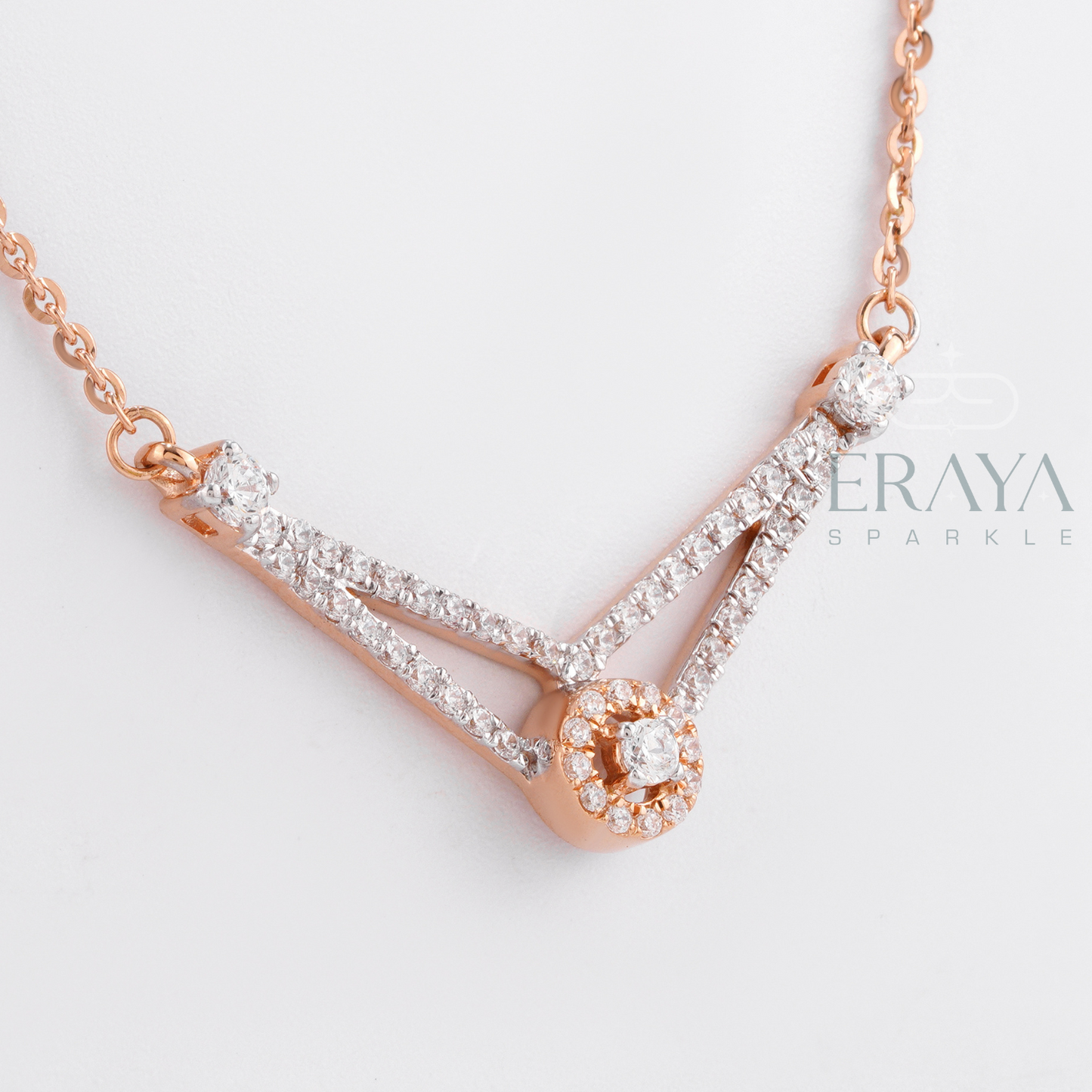 Gift-ready box with chevron diamond necklace – ethical artificial diamond jewellery