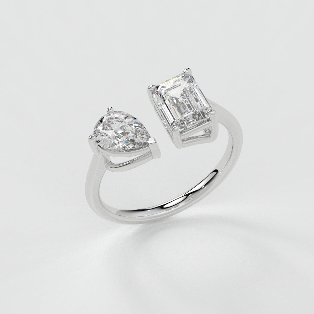 Emerald & Pear Ring – Lab-Grown Diamond Ring - erayasparkle
