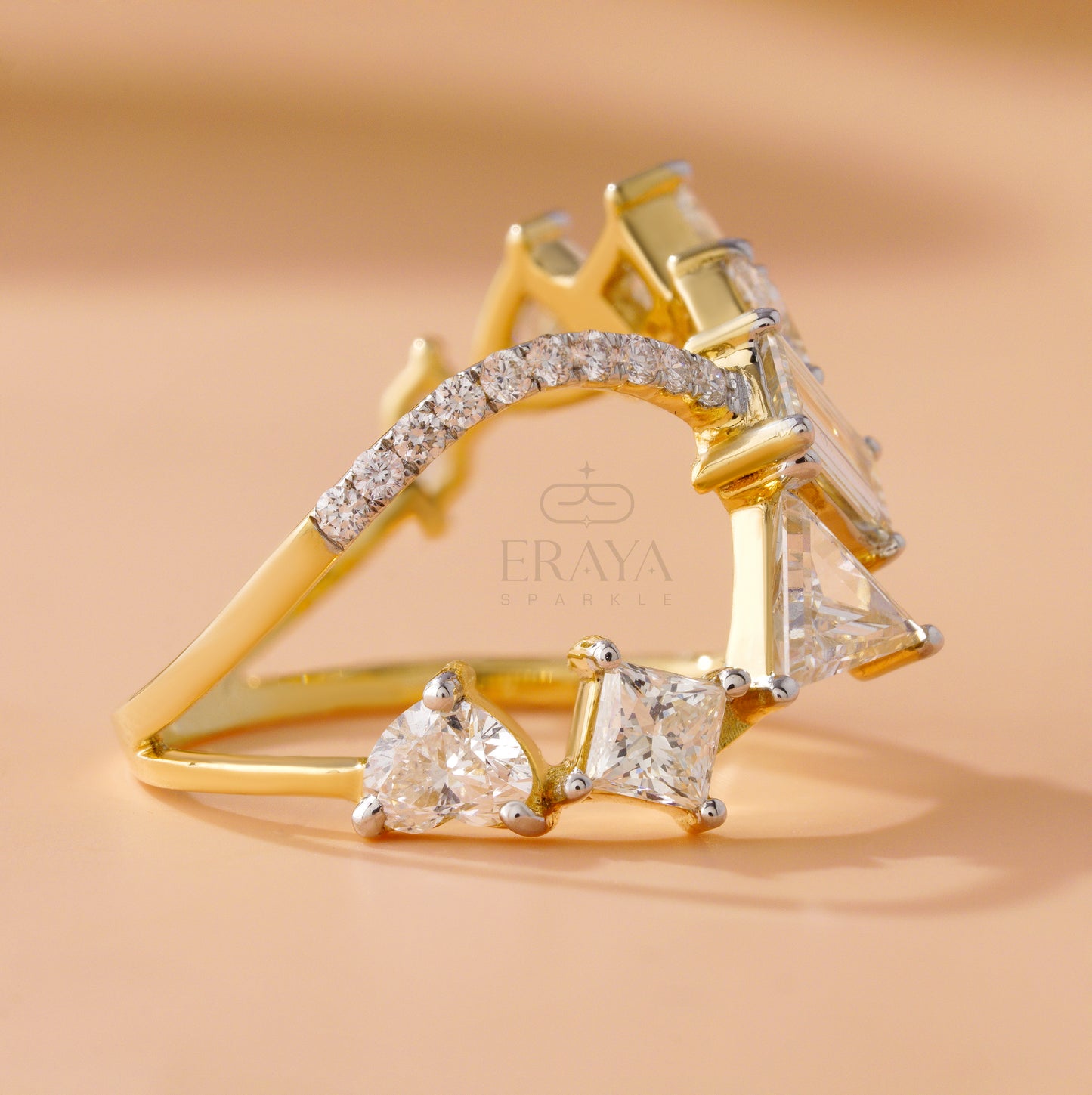 Yellow gold lab diamond statement ring