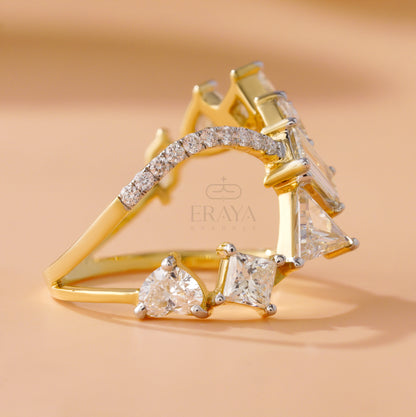 Yellow gold lab diamond statement ring