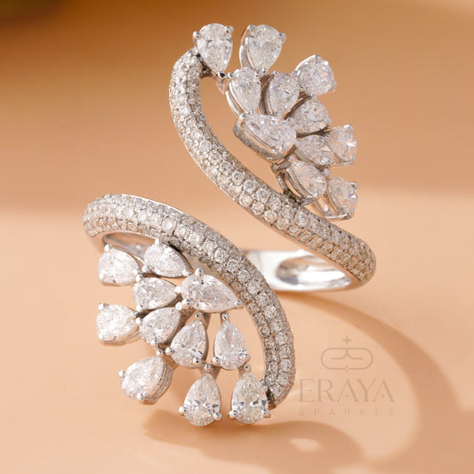 Solid gold lab-grown diamond wrap-style cocktail ring