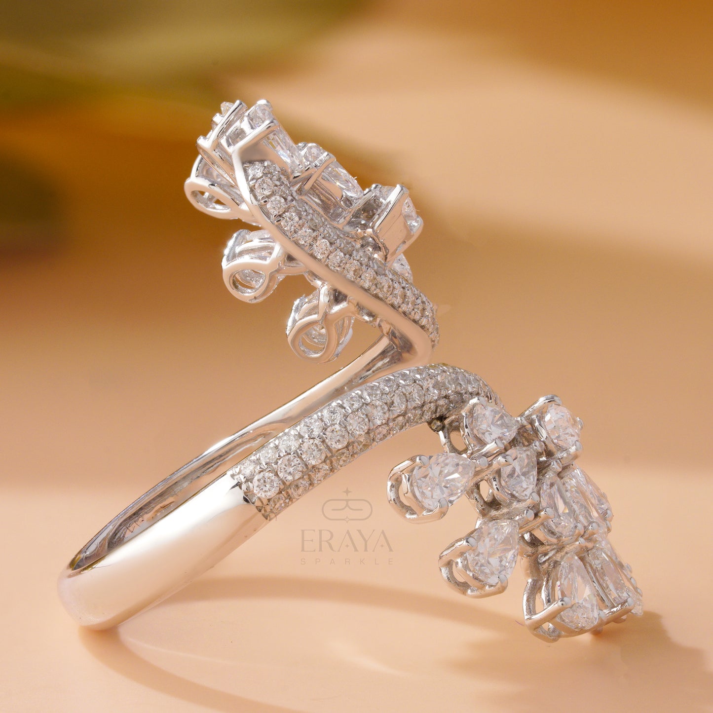 Floral lab-grown diamond cluster ring in solid gold