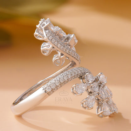 Floral lab-grown diamond cluster ring in solid gold