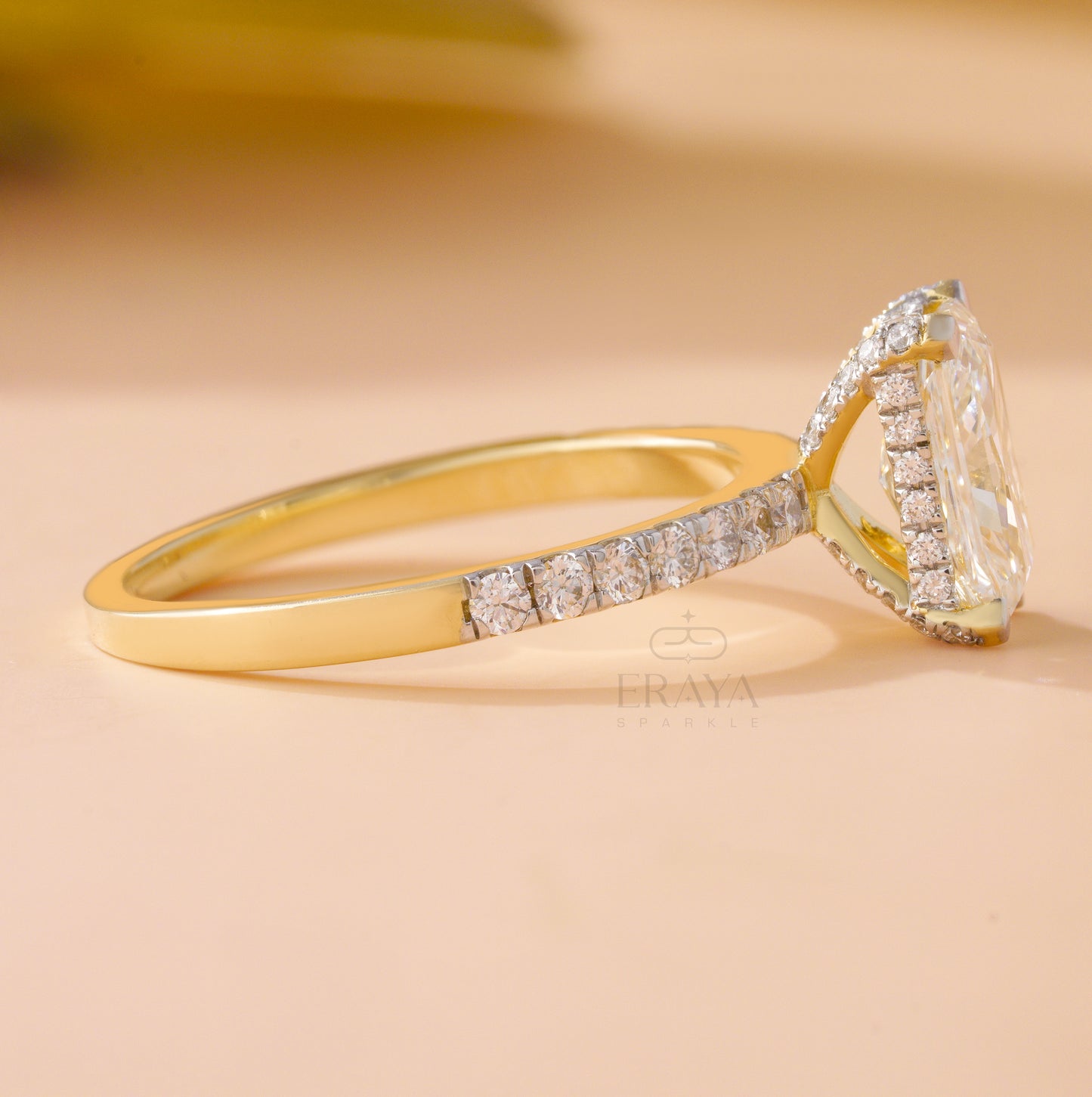 Lab-grown radiant diamond promise ring for women
