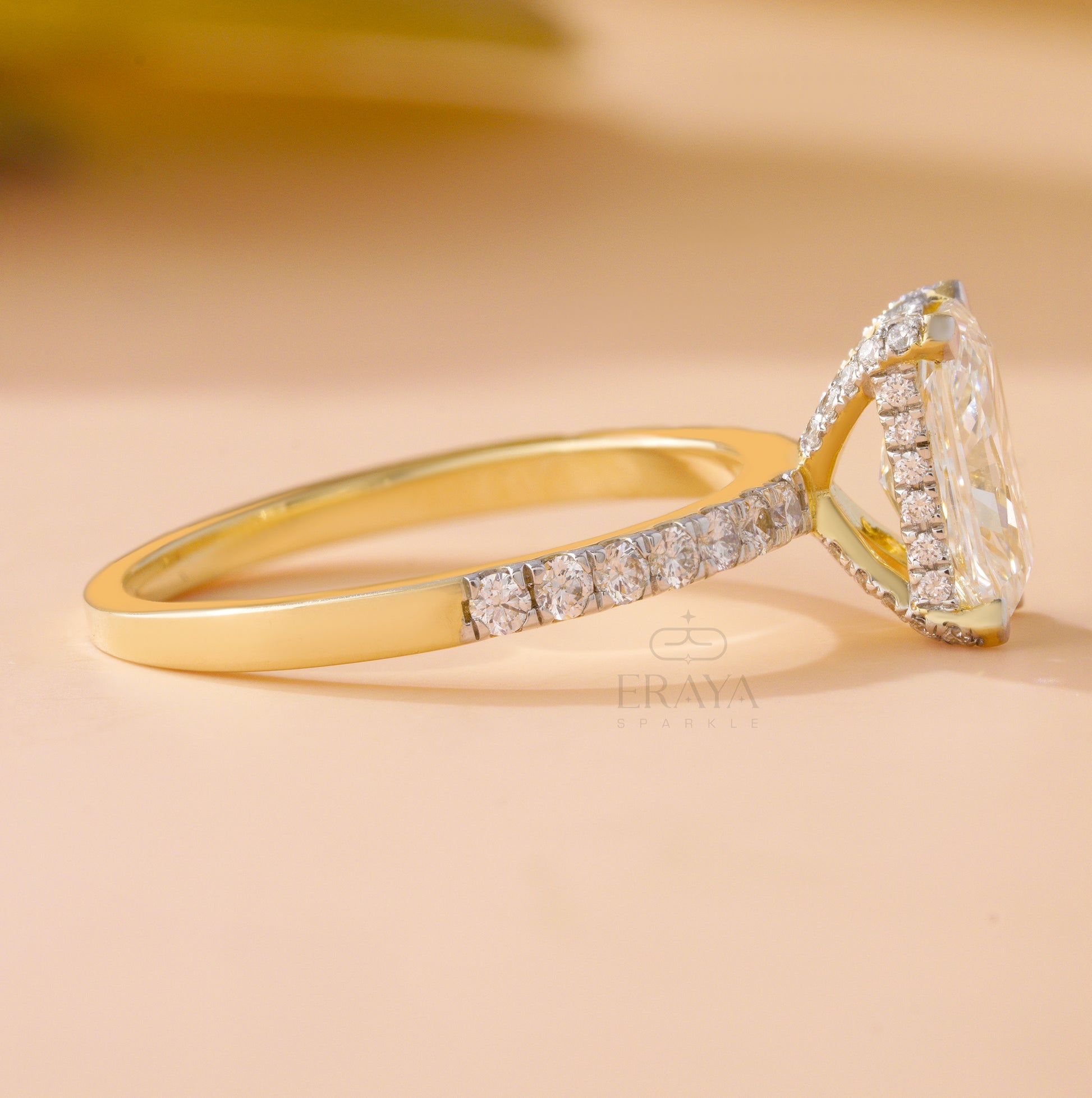 Lab-grown radiant diamond promise ring for women