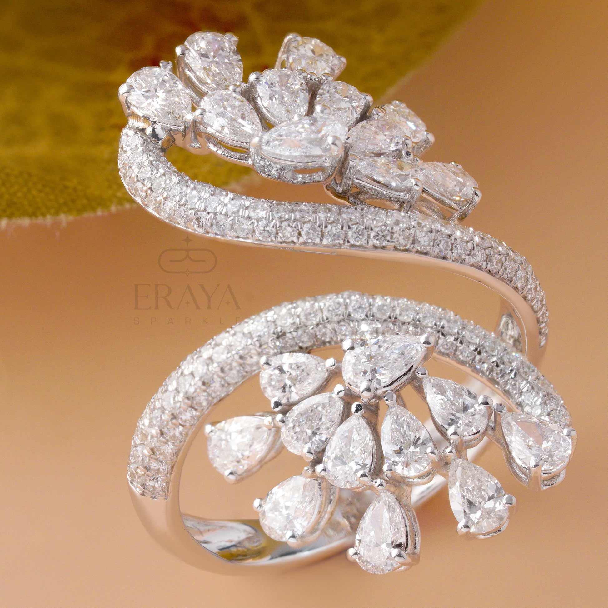Luxury floral diamond statement ring for women