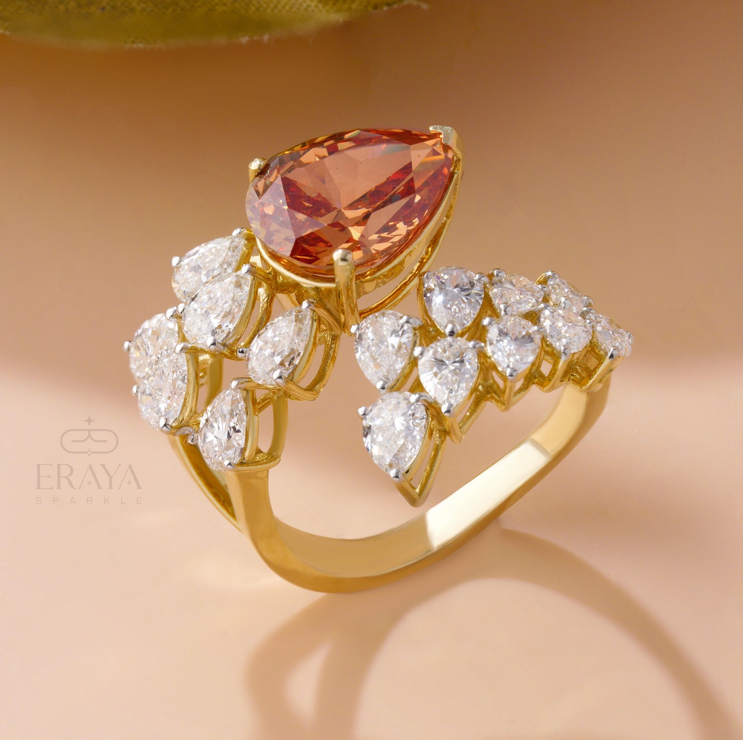 Champagne stone engagement-style ring for women