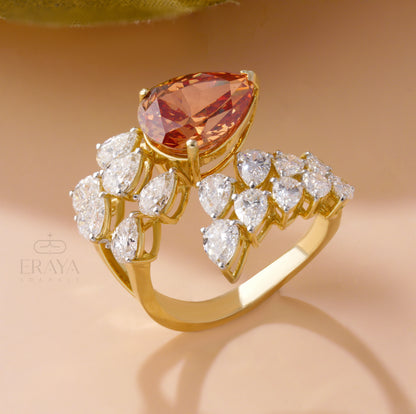 Champagne stone engagement-style ring for women