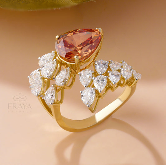 Champagne stone engagement-style ring for women