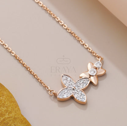 Luxury gift packaging with rose gold floral diamond necklace