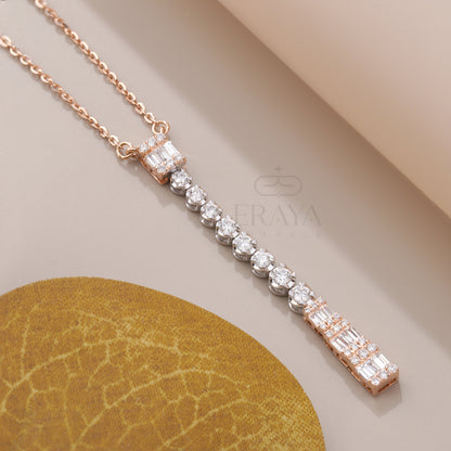 Minimalist rose gold lab diamond pendant on 16-inch chain – modern gold diamond pendant