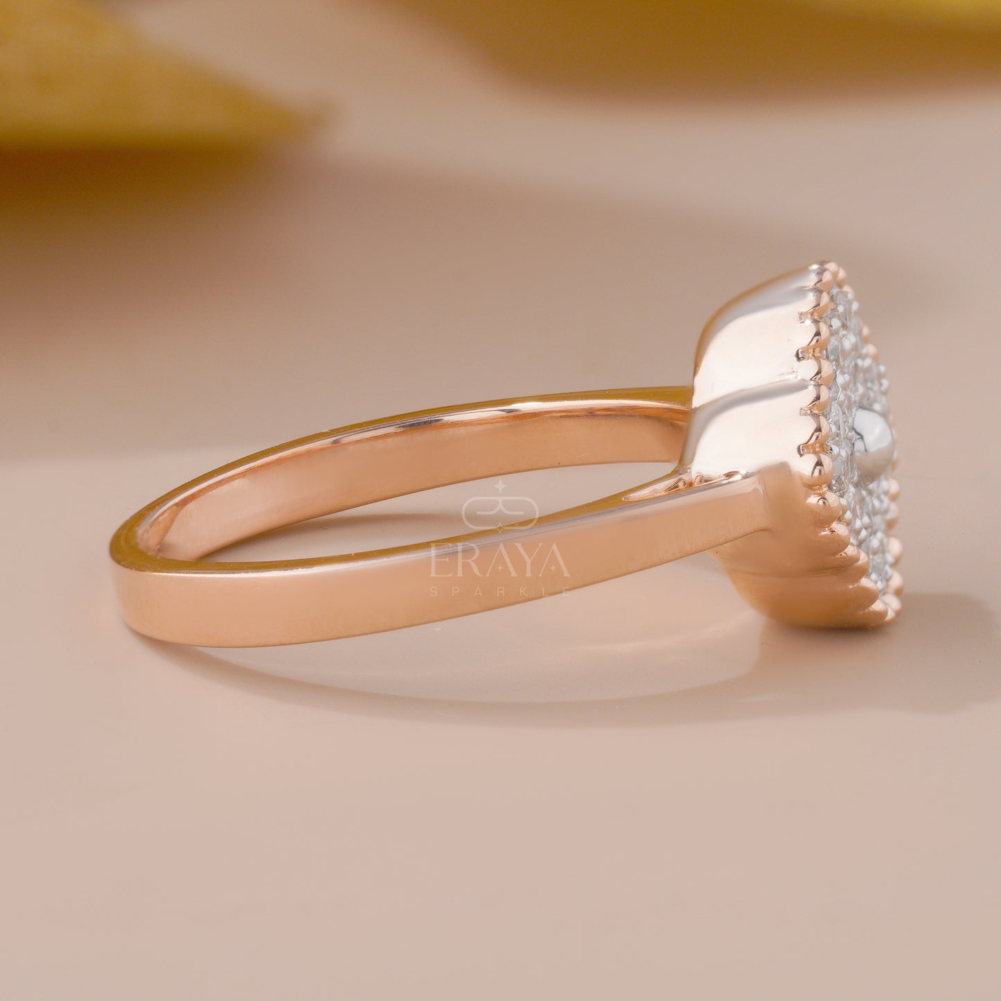Yellow gold floral cluster ring — bridal halo diamond design