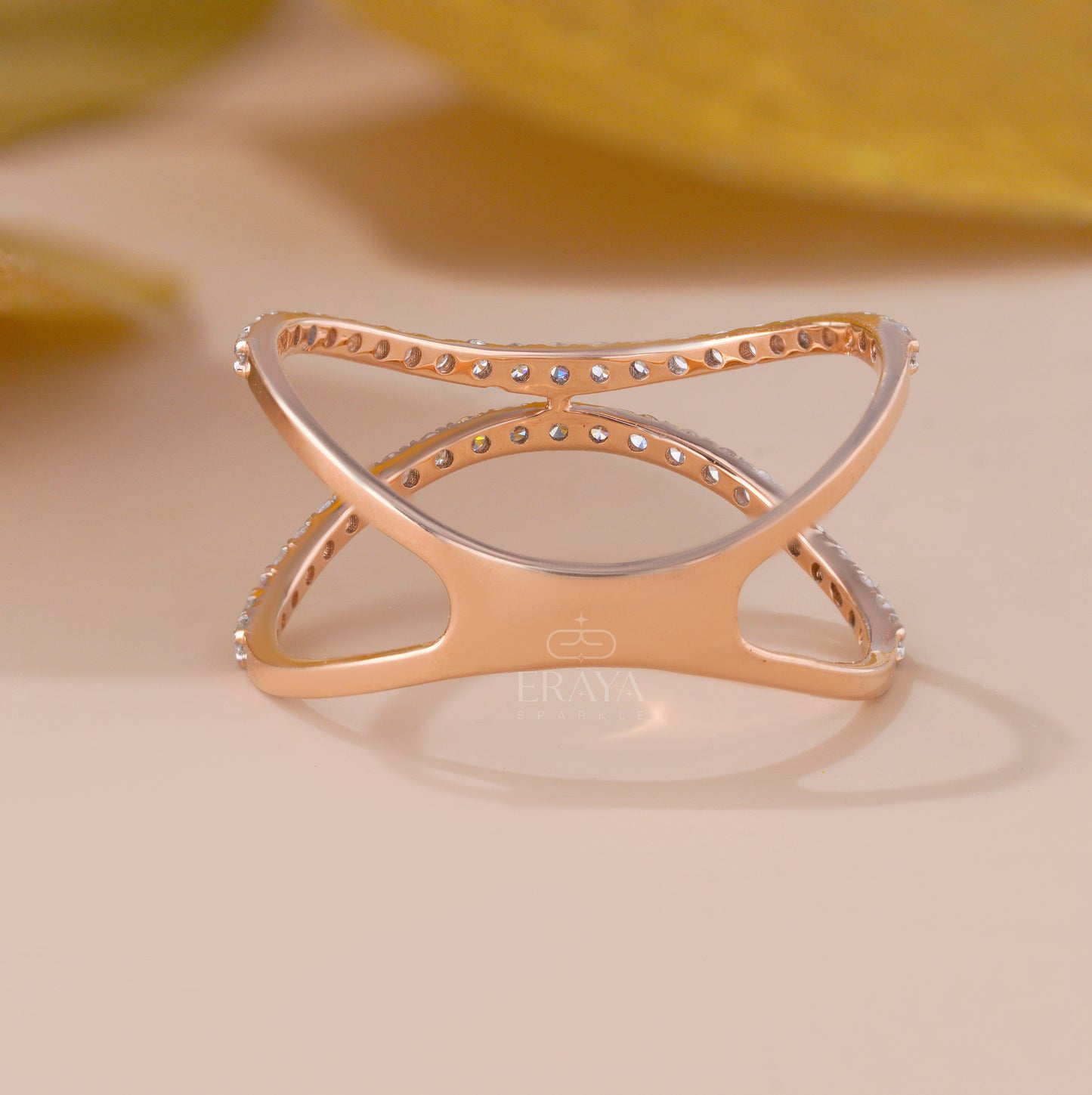 Women’s criss-cross diamond band – ethical lab-grown diamond jewelry