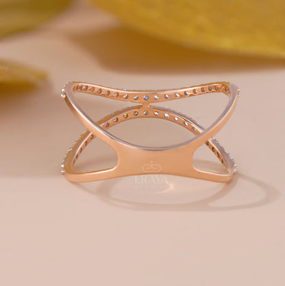 Women’s criss-cross diamond band – ethical lab-grown diamond jewelry