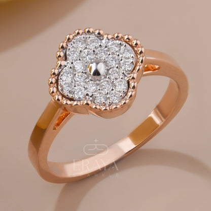 Rose gold floral cluster halo ring with 0.36 ct lab-grown diamonds