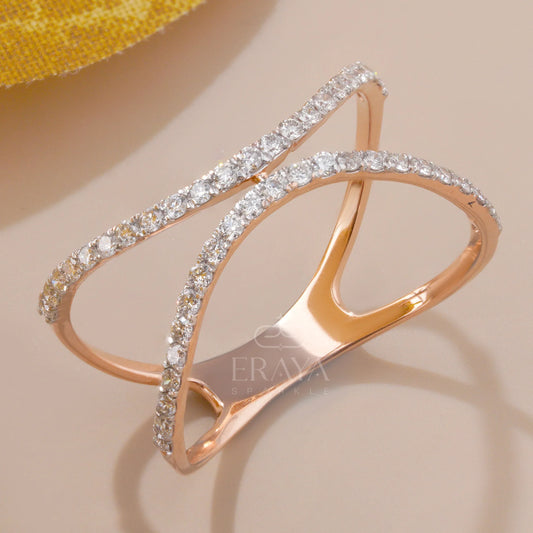Criss-Cross Stackable Ring with Lab Grown Diamond - erayasparkle
