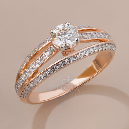 Rose gold lab-grown diamond engagement ring with 0.49ct center stone