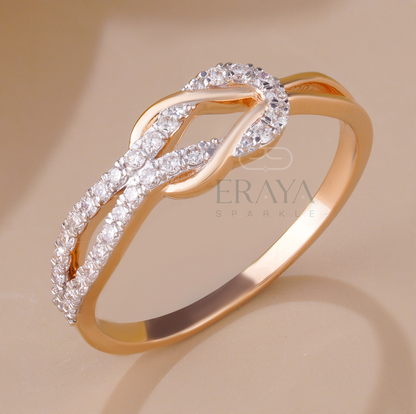 Rose gold knot ring with lab-grown diamonds