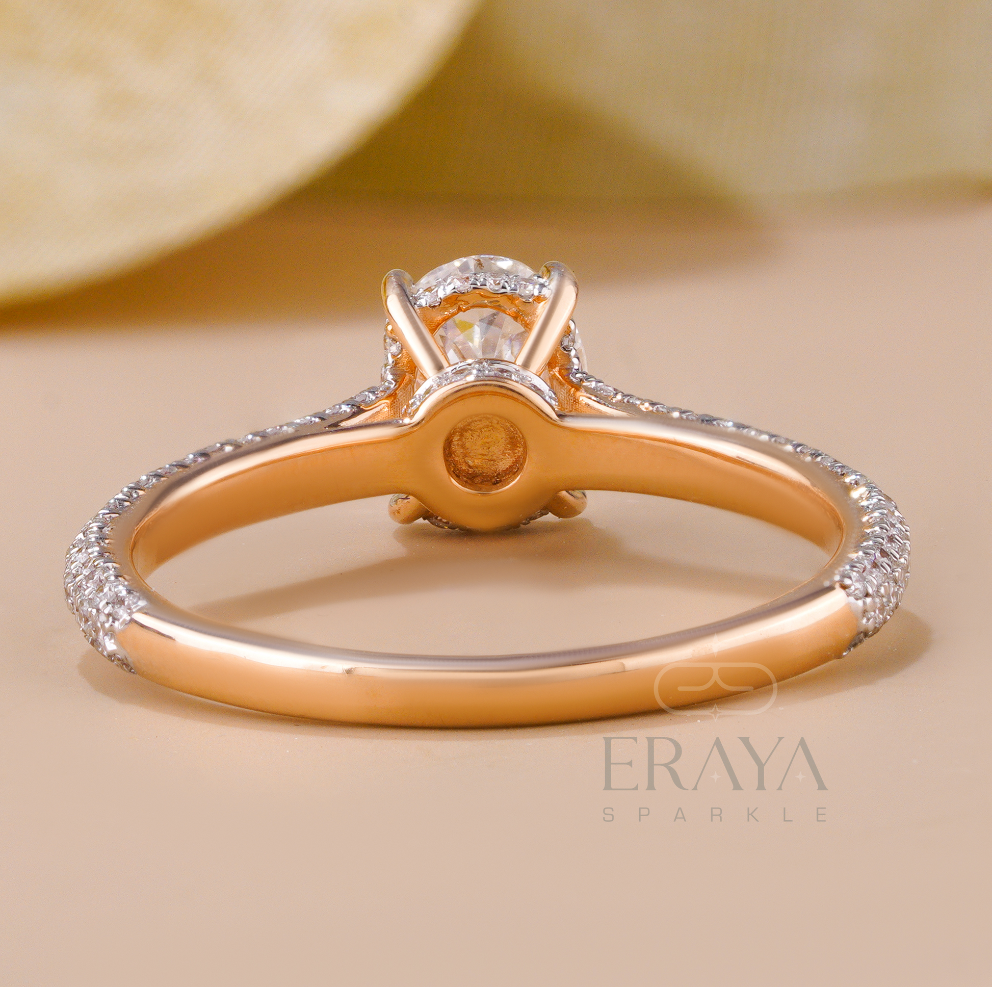 Sustainable oval diamond ring with handcrafted setting and sparkle