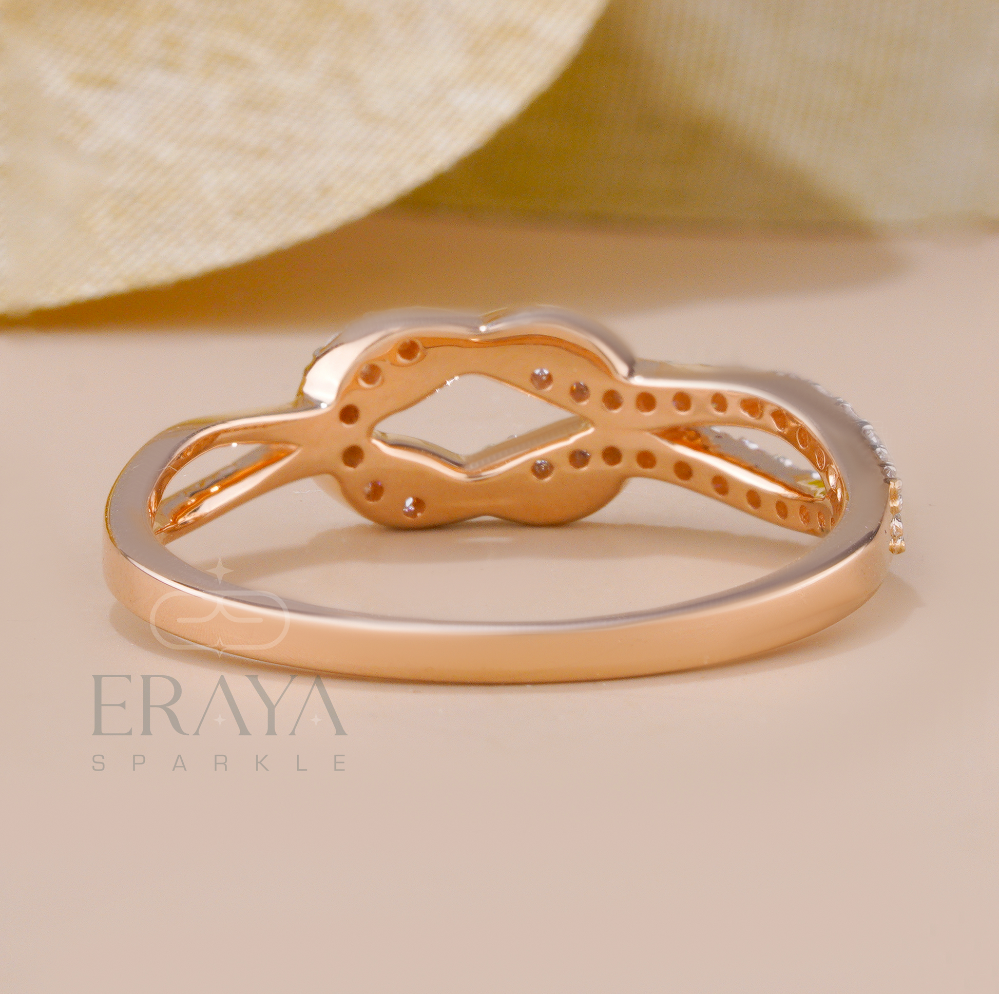 Handcrafted rose gold ring with symbolic knot