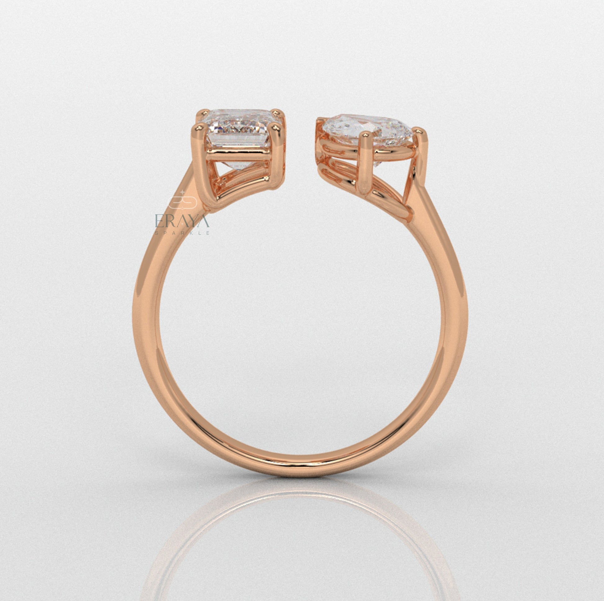 Emerald & Pear Ring – Lab-Grown Diamond Ring - erayasparkle