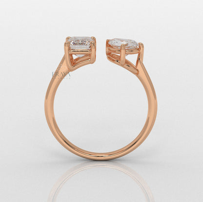 Emerald & Pear Ring – Lab-Grown Diamond Ring - erayasparkle