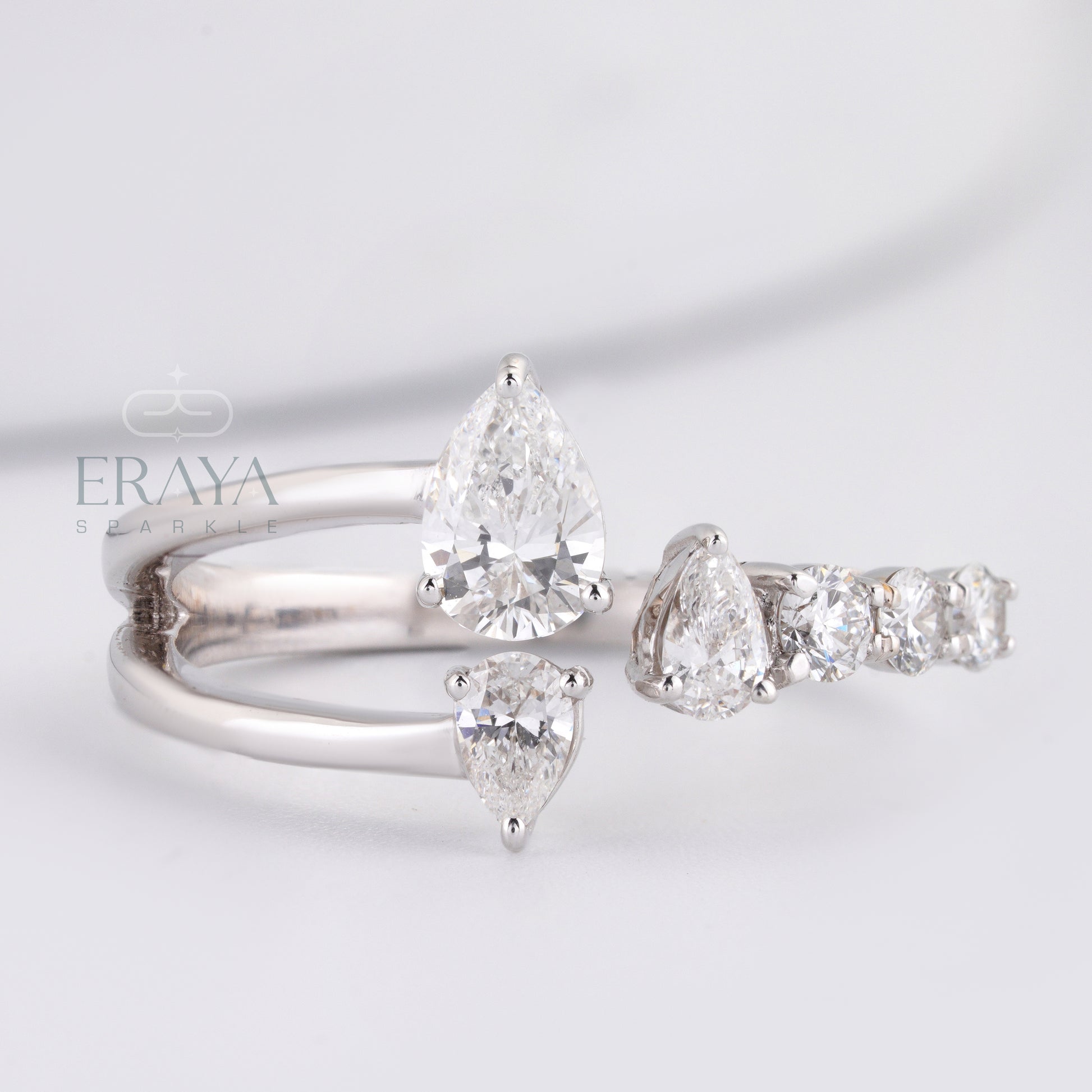 White gold pear diamond promise ring for her
