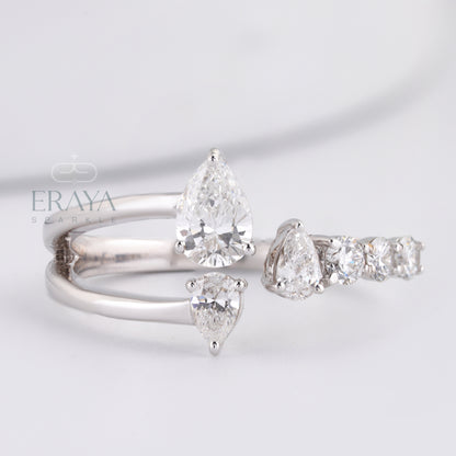 White gold pear diamond promise ring for her