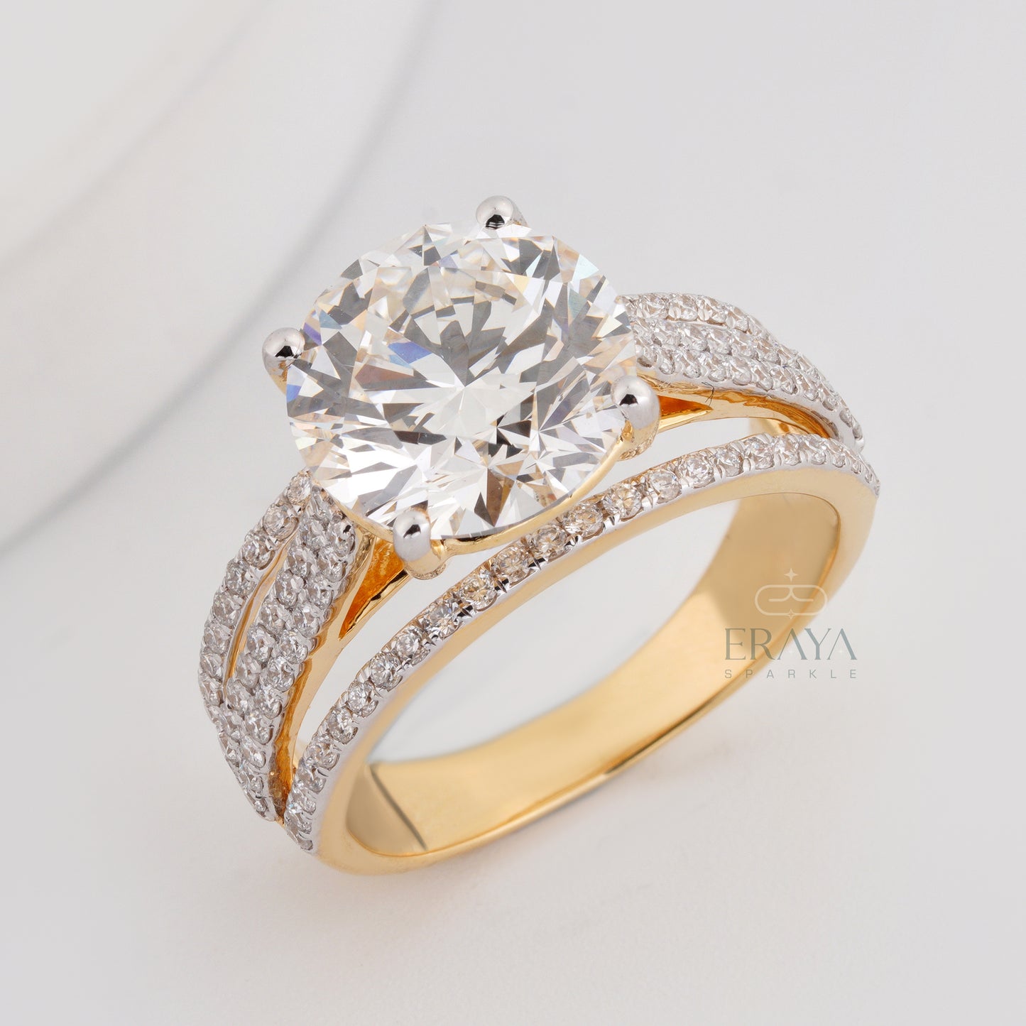 10MM round lab-grown diamond solitaire ring in yellow gold