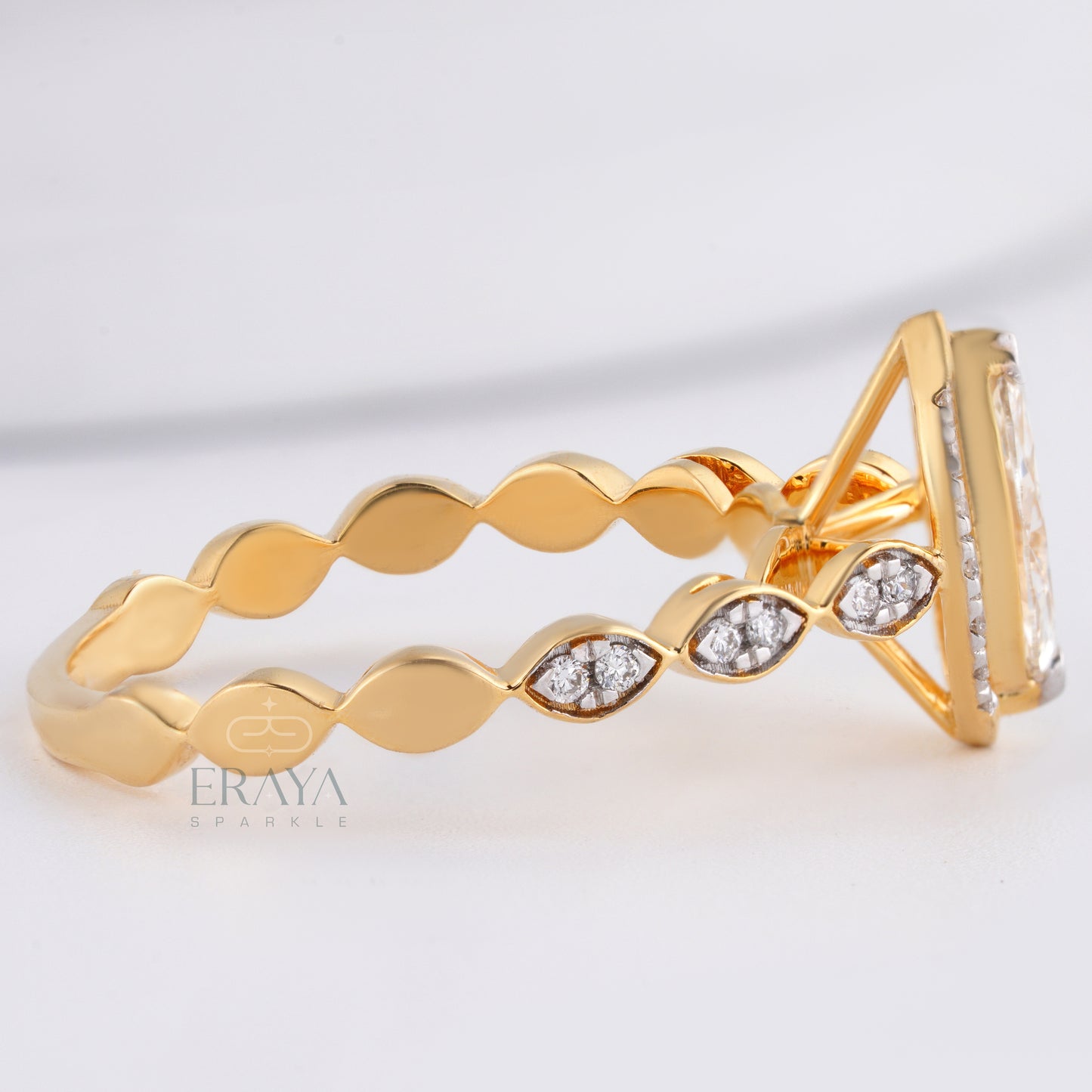 Elegant marquise diamond ring with halo and accents