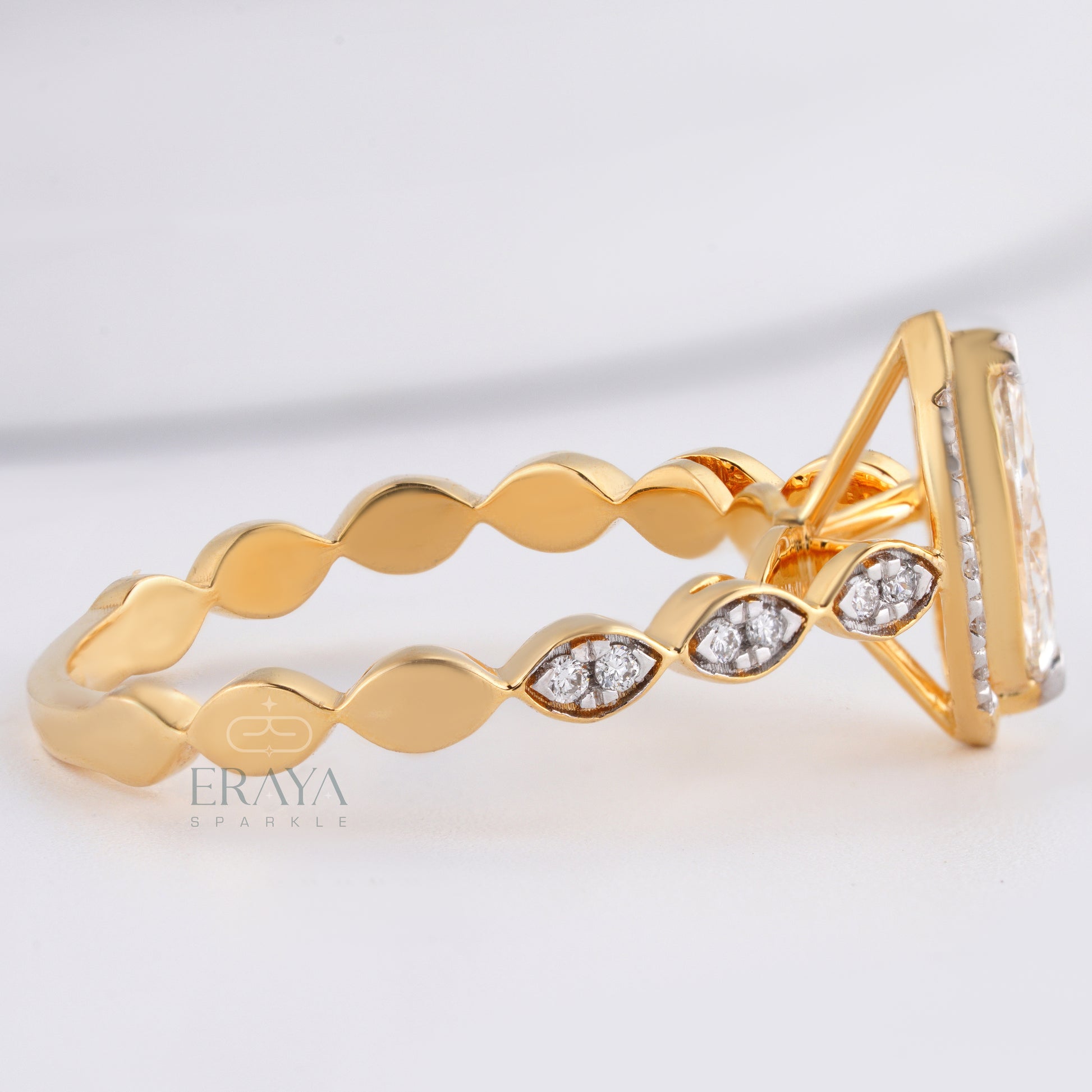 Elegant marquise diamond ring with halo and accents