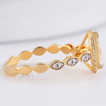 Elegant marquise diamond ring with halo and accents