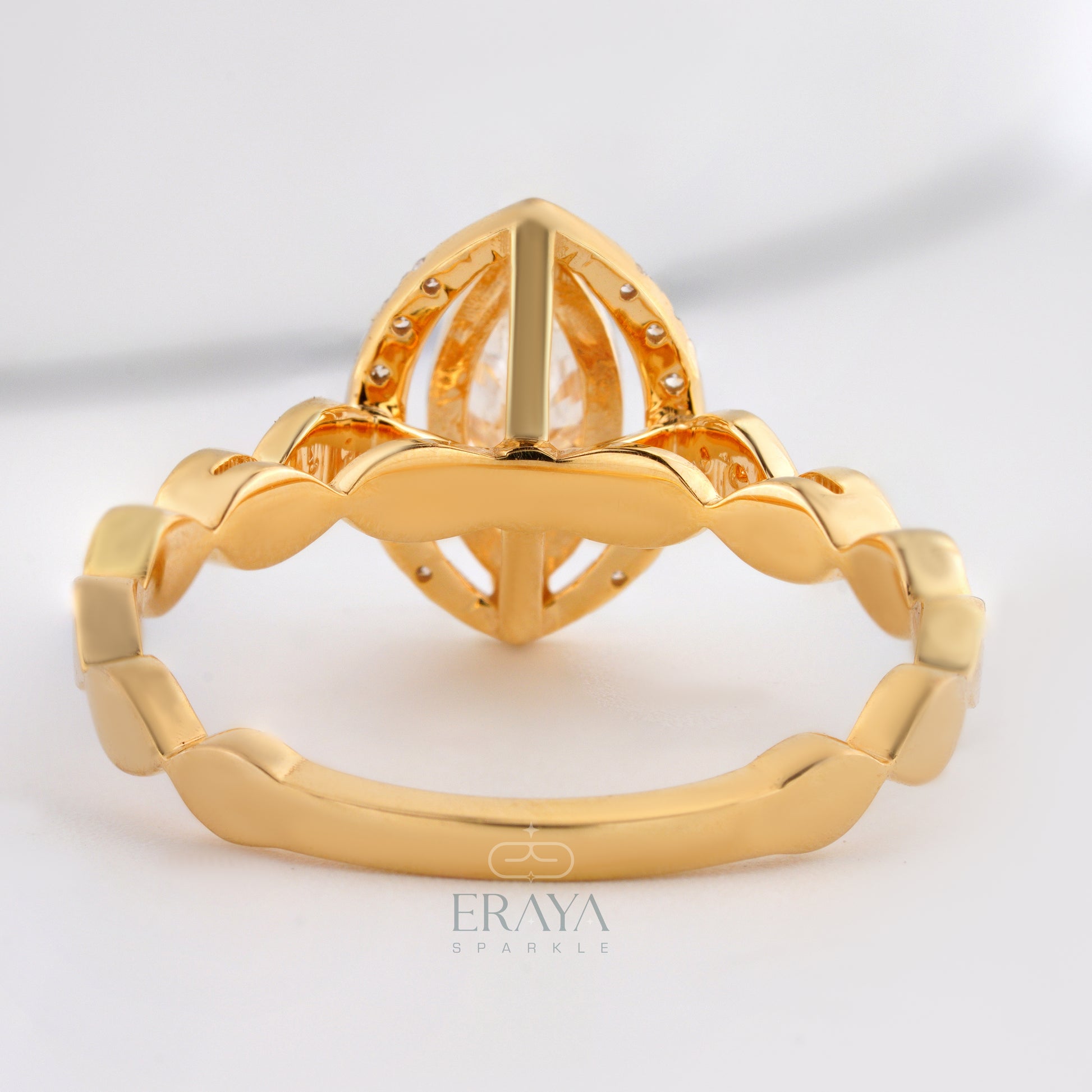 Ethical lab-grown marquise diamond engagement ring