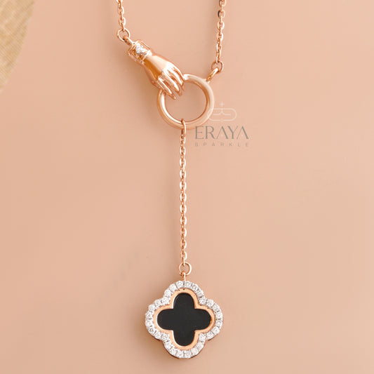 Handcrafted rose gold clover pendant on 16-inch chain - ethical fine jewelry for women