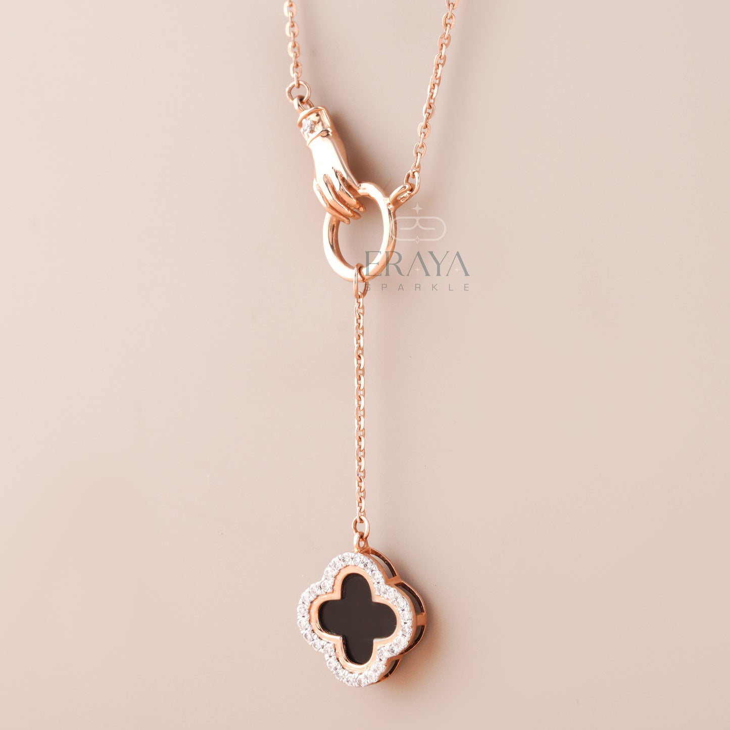Luxury gift box with hand motif clover necklace - perfect wedding or anniversary gift