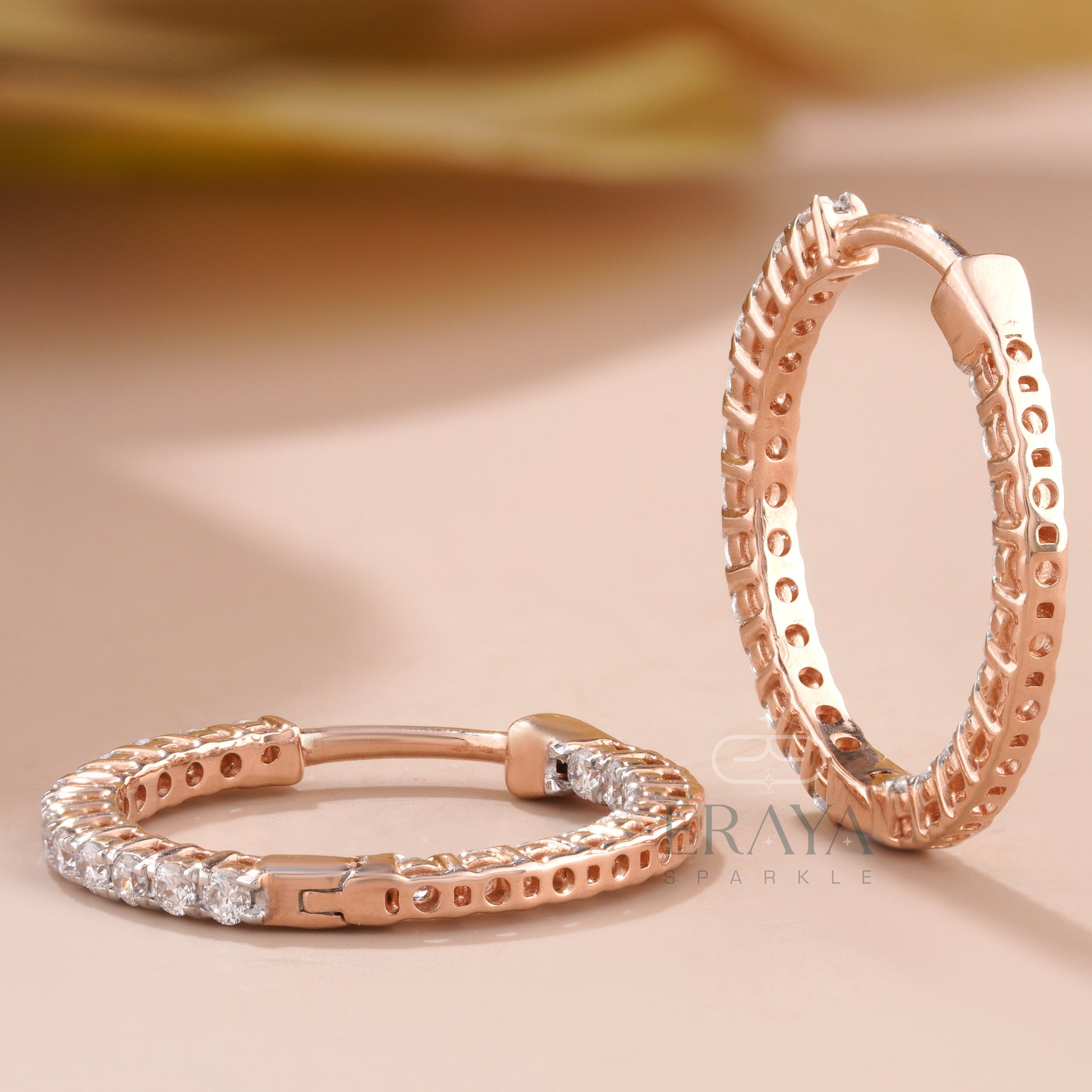rose-gold-diamond-huggie-hoops-front-view