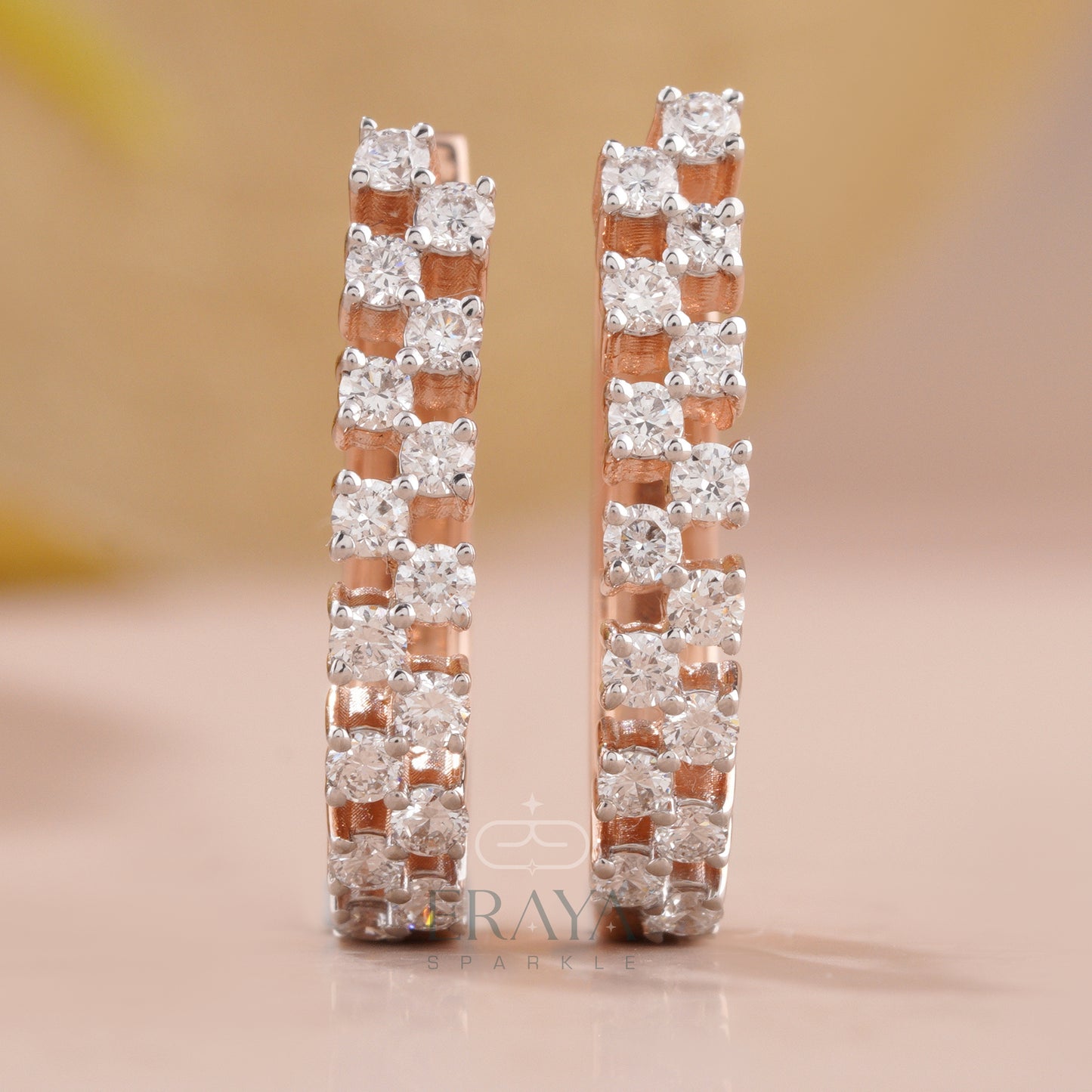 Everyday Gold Hoops with Lab-Created Diamond - erayasparkle