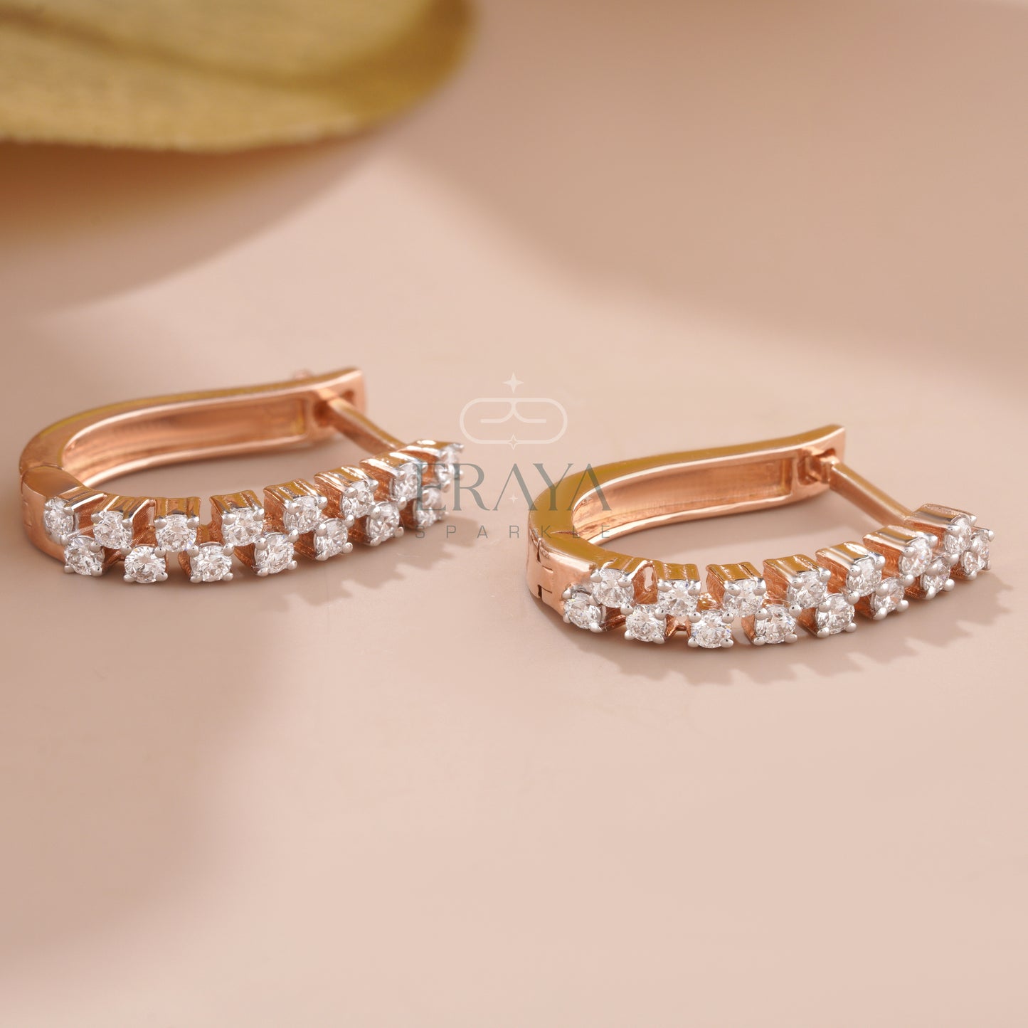 Everyday Gold Hoops with Lab-Created Diamond - erayasparkle