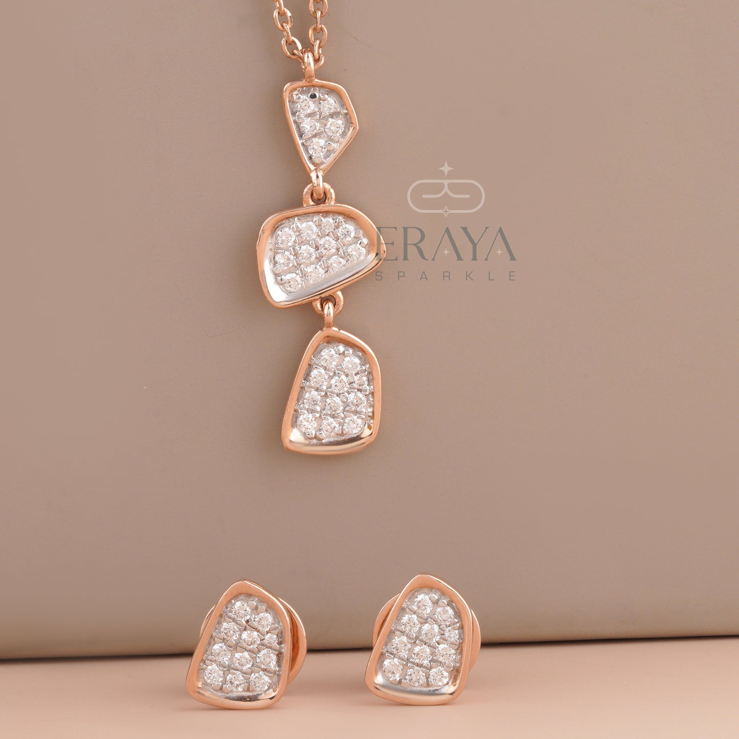 Diamond necklace and earring set – combined display view