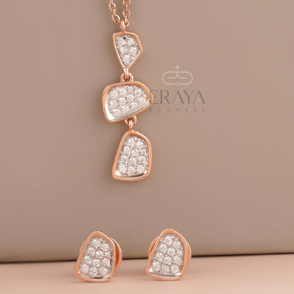 Diamond necklace and earring set – combined display view