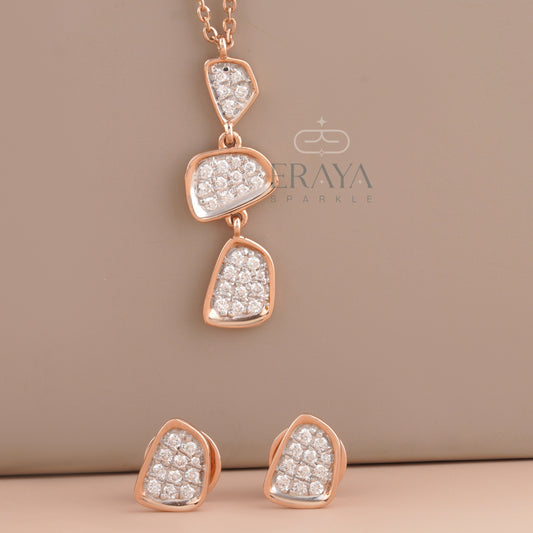 Diamond necklace and earring set – combined display view