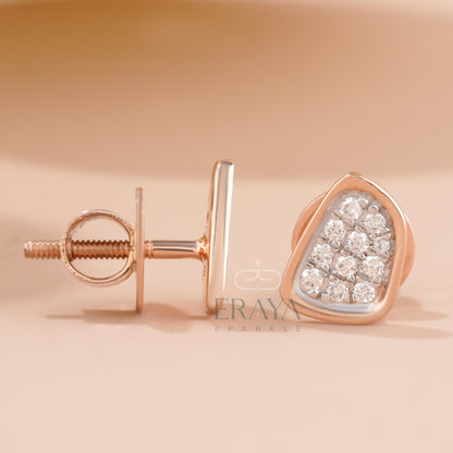 Diamond stud earrings – cross view and front angle
