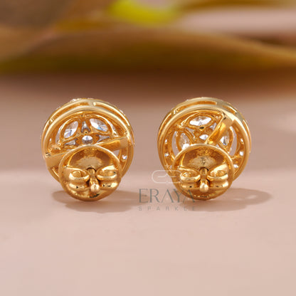 Back view of halo stud earring with secure push back / screw back