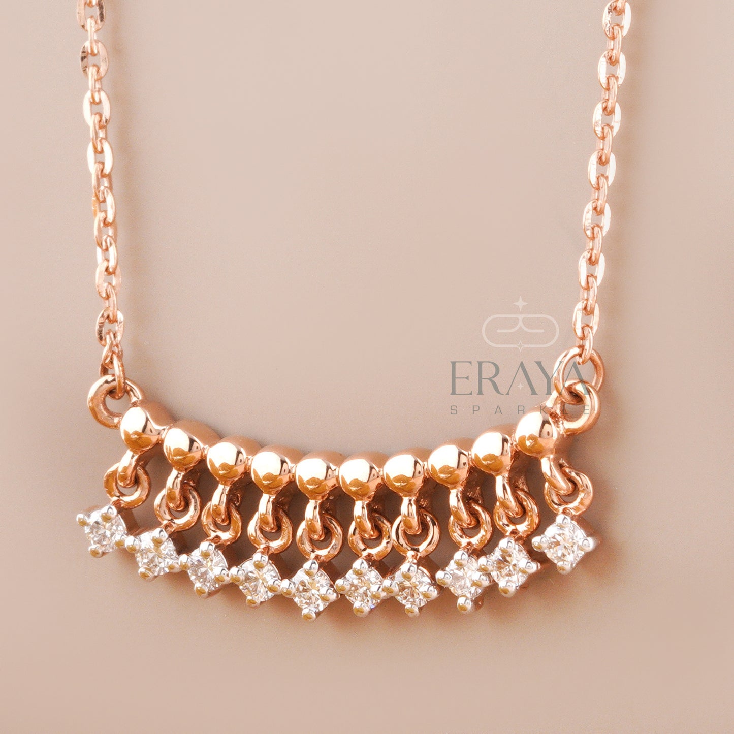 Minimalist rose gold pendant necklace on 16-inch chain – modern gold rose necklace