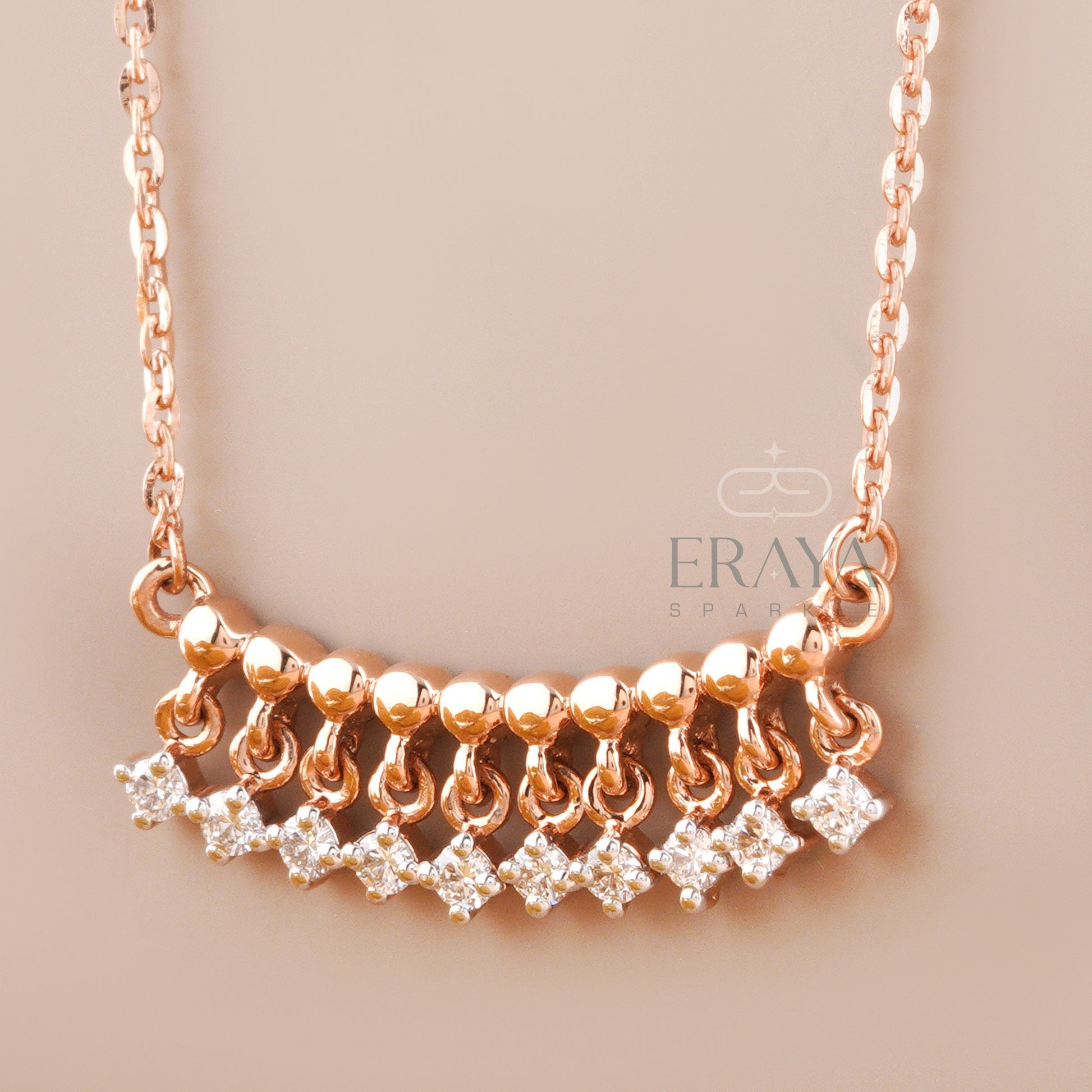 Minimalist rose gold pendant necklace on 16-inch chain – modern gold rose necklace