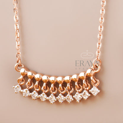 Minimalist rose gold pendant necklace on 16-inch chain – modern gold rose necklace