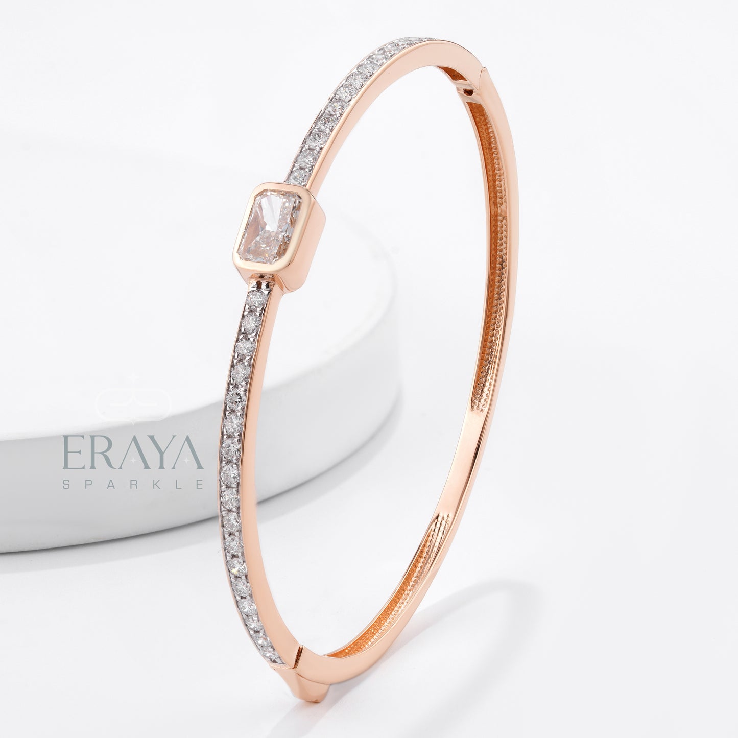 Eraya emerald-cut center diamond rose gold bracelet