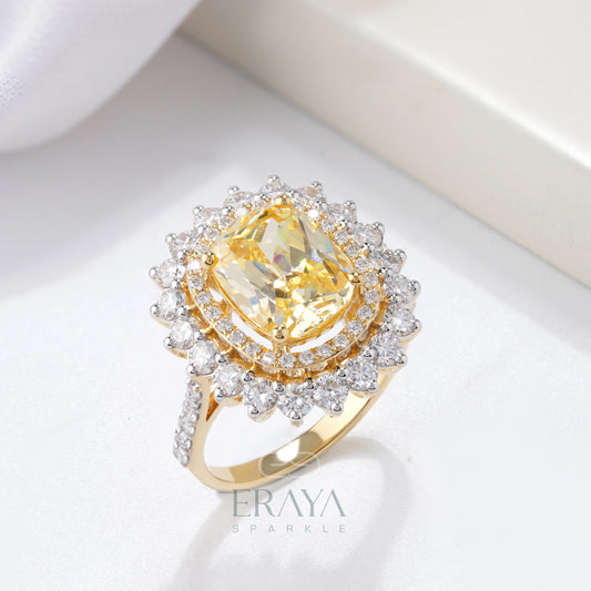 Cushion Cut Diamond Halo Ring - erayasparkle