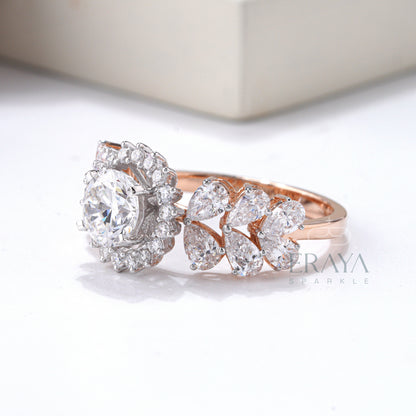 White gold halo diamond ring with lab-grown center stone
