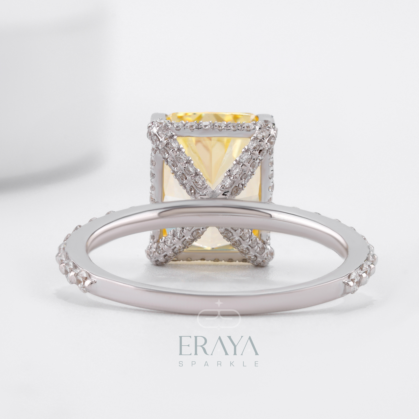 Ethical sapphire engagement ring with sparkle band